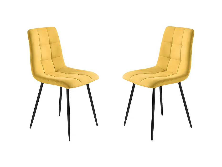Lot de 4 chaises de salle à manger modernes jaunes en tissu "Milly" avec assise rembourrée cm 45x53 88h