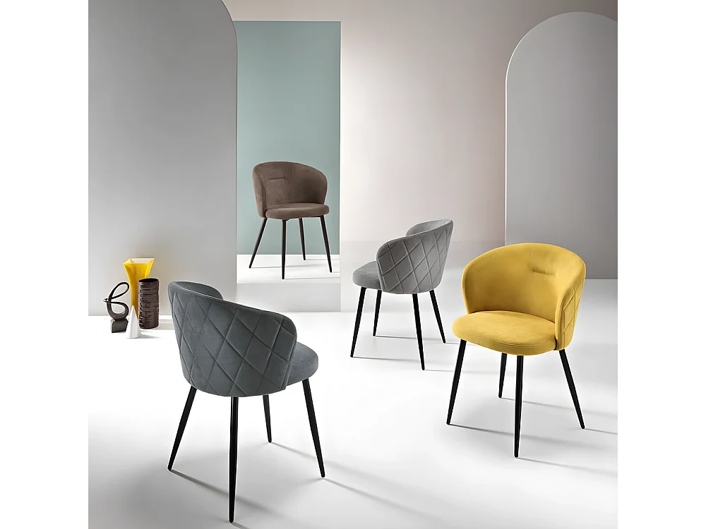 Juego de 2 sillas de comedor "Claris" en tejido gris claro acolchado cm 56x55 78h