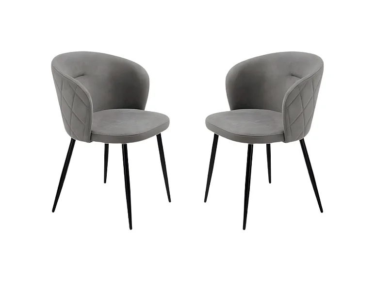 Lot de 2 chaises de salle à manger "Claris" en tissu gris clair rembourré cm 56x55 78h