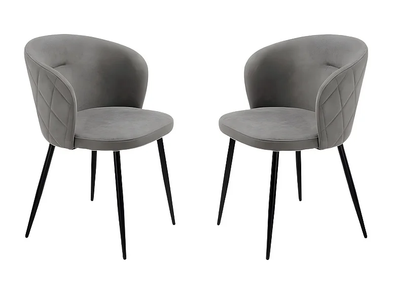 Conjunto de 2 cadeiras de jantar "Claris" em tecido acolchoado cinza claro cm 56x55 78h