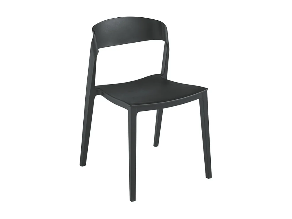 Conjunto de 2 cadeiras modernas empilháveis ​​pretas "Quorathis" em polipropileno para sala de jantar cm 49x52 77h