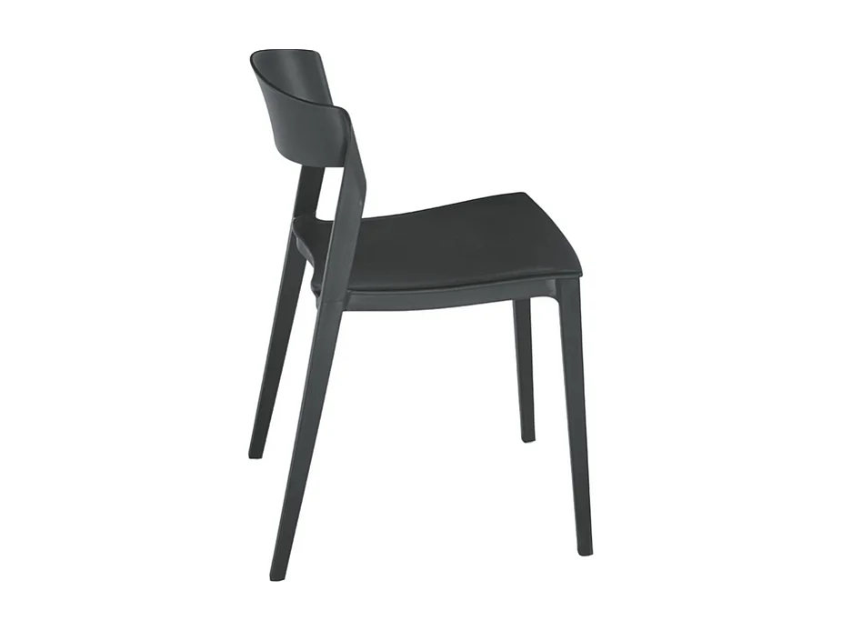 Conjunto de 2 cadeiras modernas empilháveis ​​pretas "Quorathis" em polipropileno para sala de jantar cm 49x52 77h