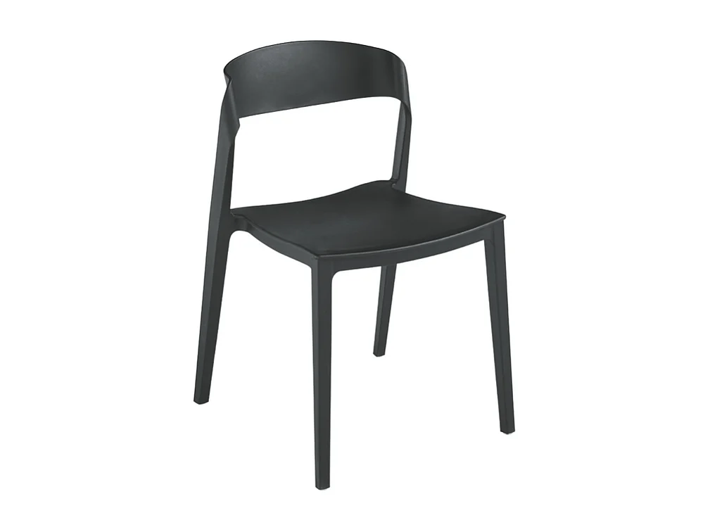 Conjunto de 2 cadeiras modernas empilháveis ​​pretas "Quorathis" em polipropileno para sala de jantar cm 49x52 77h