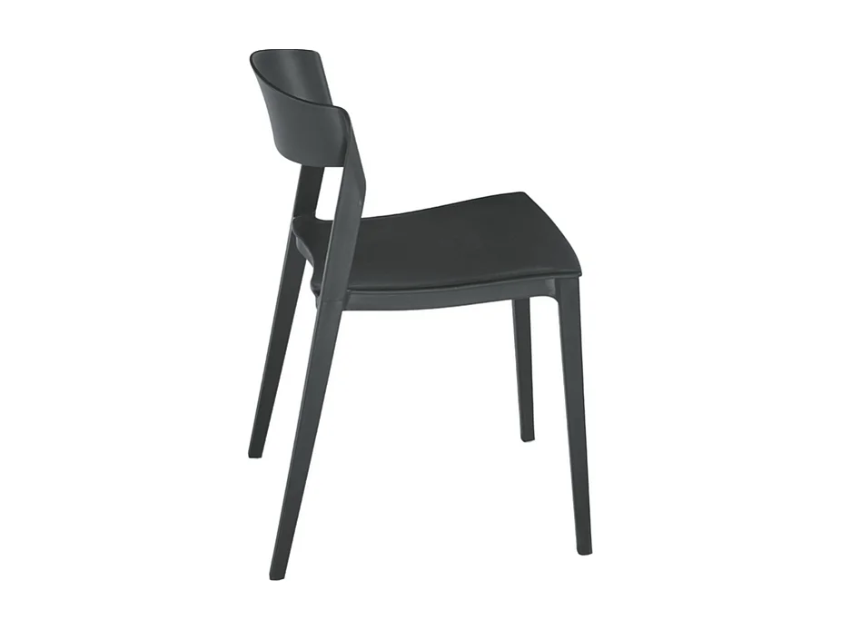 Conjunto de 2 cadeiras modernas empilháveis ​​pretas "Quorathis" em polipropileno para sala de jantar cm 49x52 77h