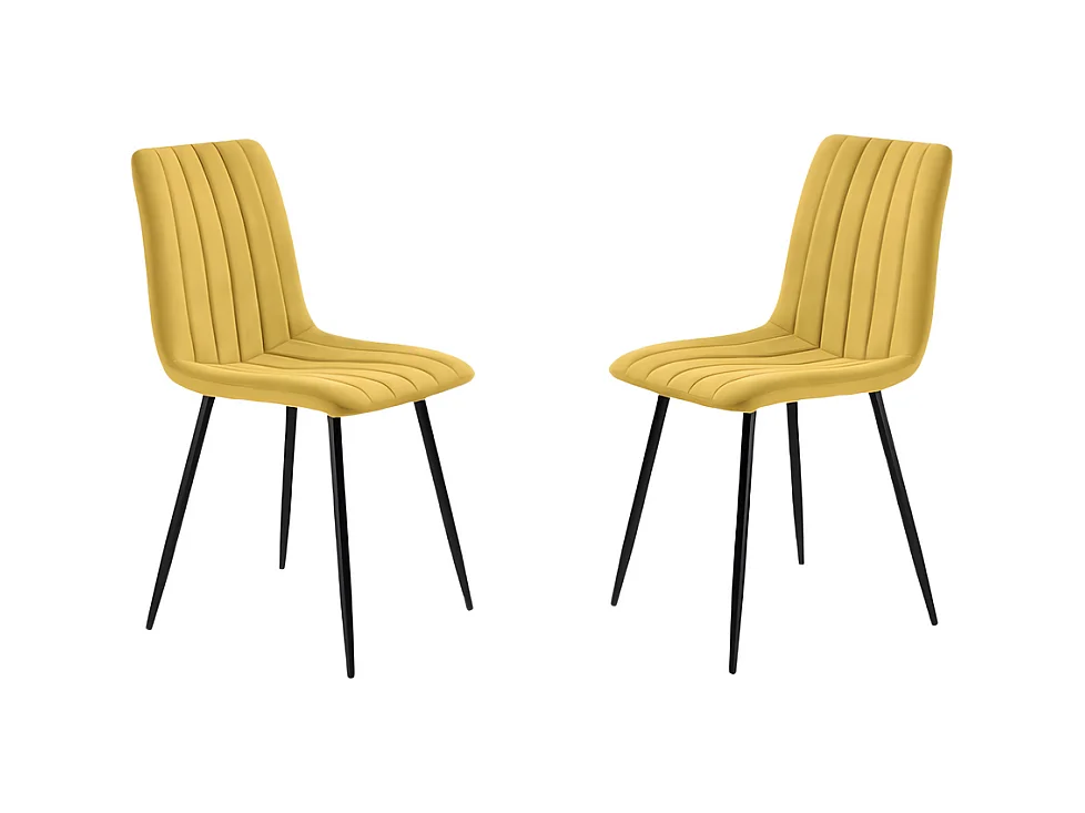 Lot de 4 chaises de salle à manger modernes en tissu jaune "Palmer" rembourrées cm 45x54 88h
