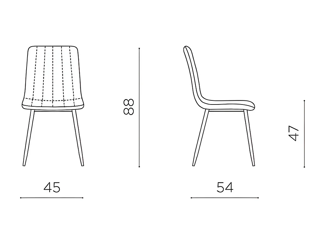 Juego de 4 sillas de comedor modernas de tela amarilla "Palmer" acolchadas cm 45x54 88h