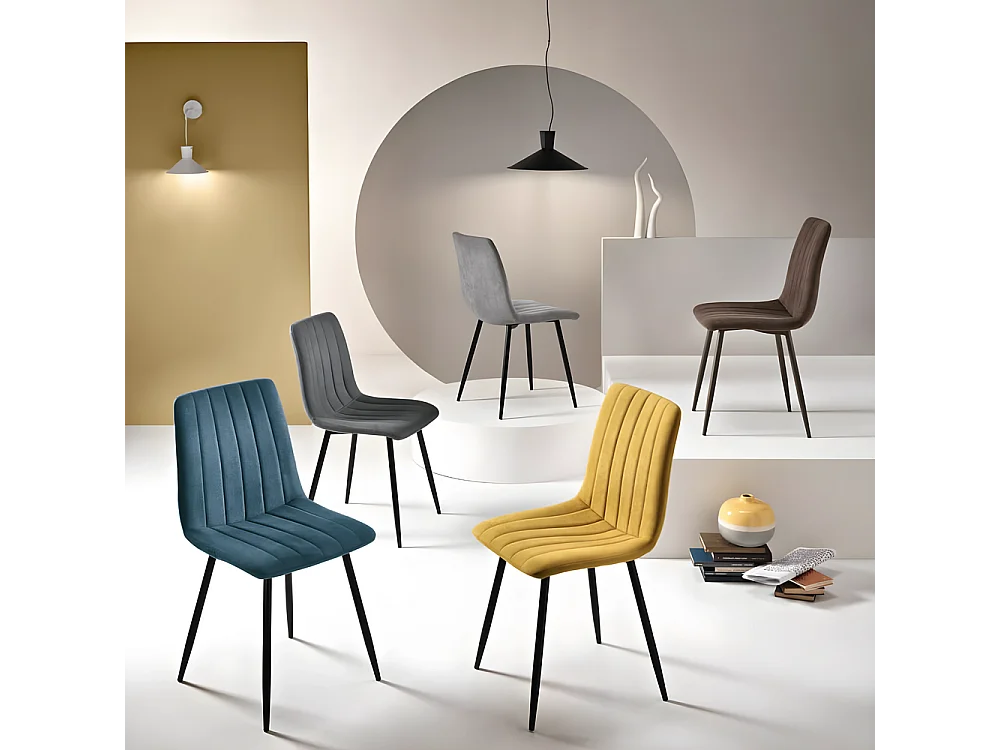 4er-Set moderne Esszimmerstühle aus grauem Stoff "Palmer", gepolstert, 45 x 54 x 88 cm