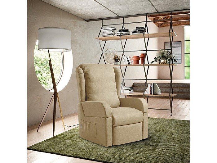 Fauteuil Massage Chauffage Inclinable Fauteuil Releveur électrique 2 Moteurs DUANDUAN - Inclinaison 180°, Massage, Chauffage, Aide à La Levée, Beige Fauteuil Roulant