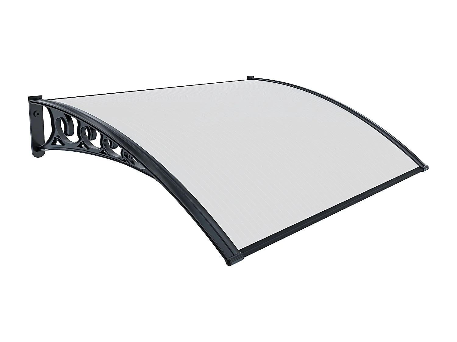 Pensilina Per Copertura In Policarbonato Alveolare Tettoia Modulabile Per Esterno Per Porte Balcone Finestre Elegante E Resistente, Trasparente (100 x 150 Cm)