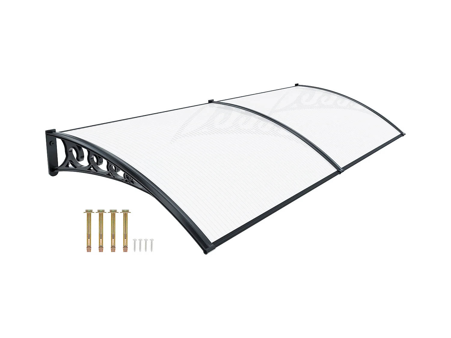 Pensilina Per Copertura In Policarbonato Alveolare Tettoia Modulabile Per Esterno Per Porte Balcone Finestre Elegante E Resistente, Trasparente (100 x 240 cm)