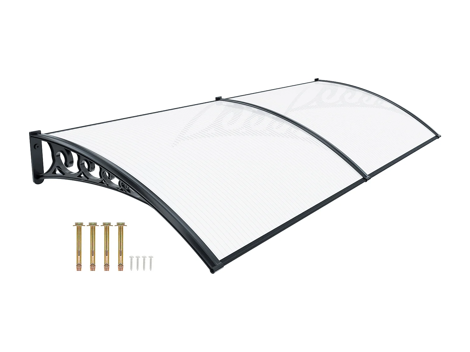 Pensilina Per Copertura In Policarbonato Alveolare Tettoia Modulabile Per Esterno Per Porte Balcone Finestre Elegante E Resistente, Trasparente (100 x 240 cm)