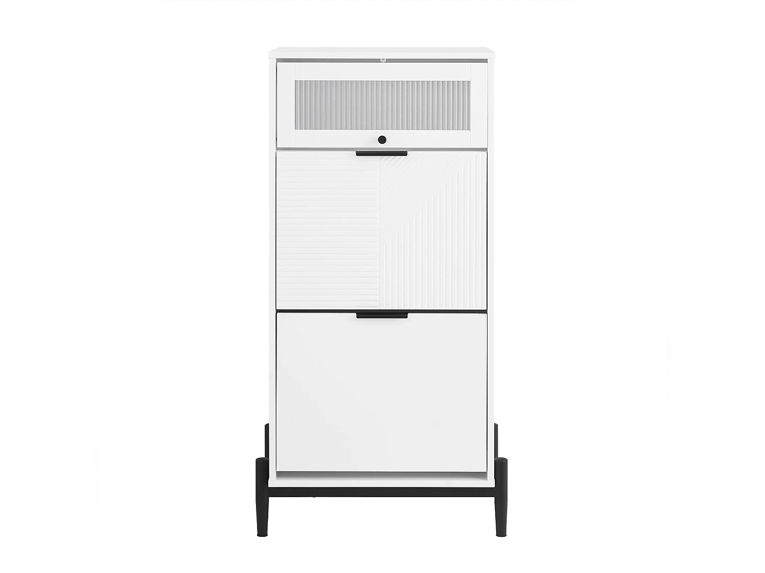 SoBuy FSB95-W Schoenenkast met 2 kleppen schoenenrek schoenenkast smal schoenenrek met 4 legplanken schoenenkast