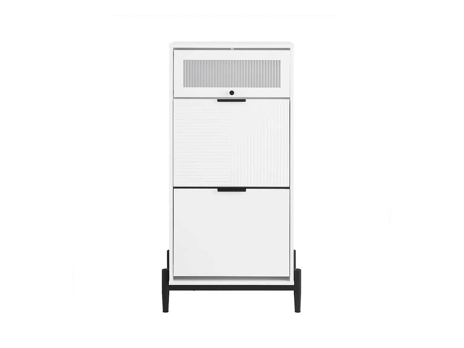 SoBuy Meuble à Chaussures avec 2 Abattants et Porte en Verre, Blanc pour Entrée/Couloir/Salon FSB95-W