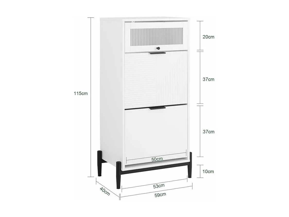 SoBuy Meuble à Chaussures avec 2 Abattants et Porte en Verre, Blanc pour Entrée/Couloir/Salon FSB95-W