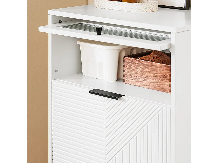 SoBuy Meuble à Chaussures avec 2 Abattants et Porte en Verre, Blanc pour Entrée/Couloir/Salon FSB95-W