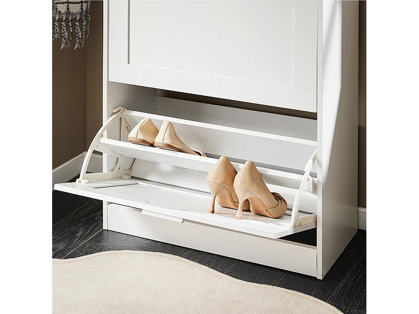SoBuy Scarpiera ribaltabile Scarpiera a 2 ribalte Portascarpe salvaspazio Slim, 60x25x80cm, Bianco, FSR137-W