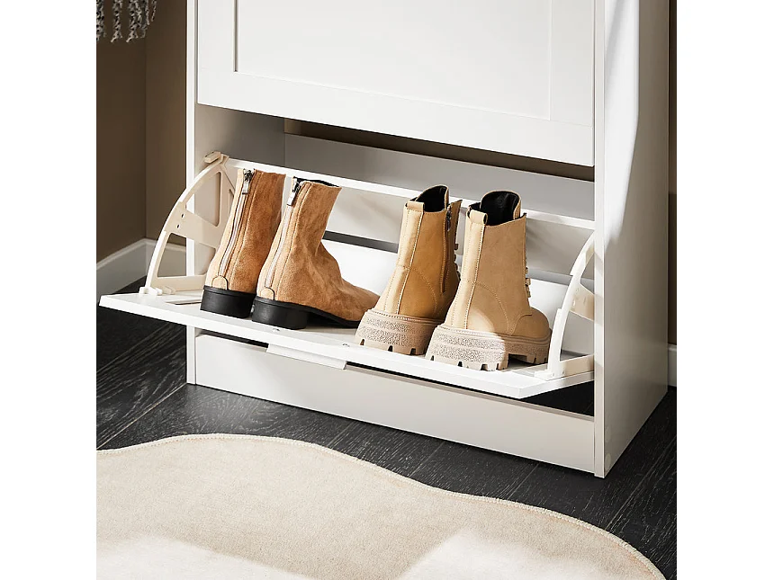 SoBuy Scarpiera ribaltabile Scarpiera a 2 ribalte Portascarpe salvaspazio Slim, 60x25x80cm, Bianco, FSR137-W