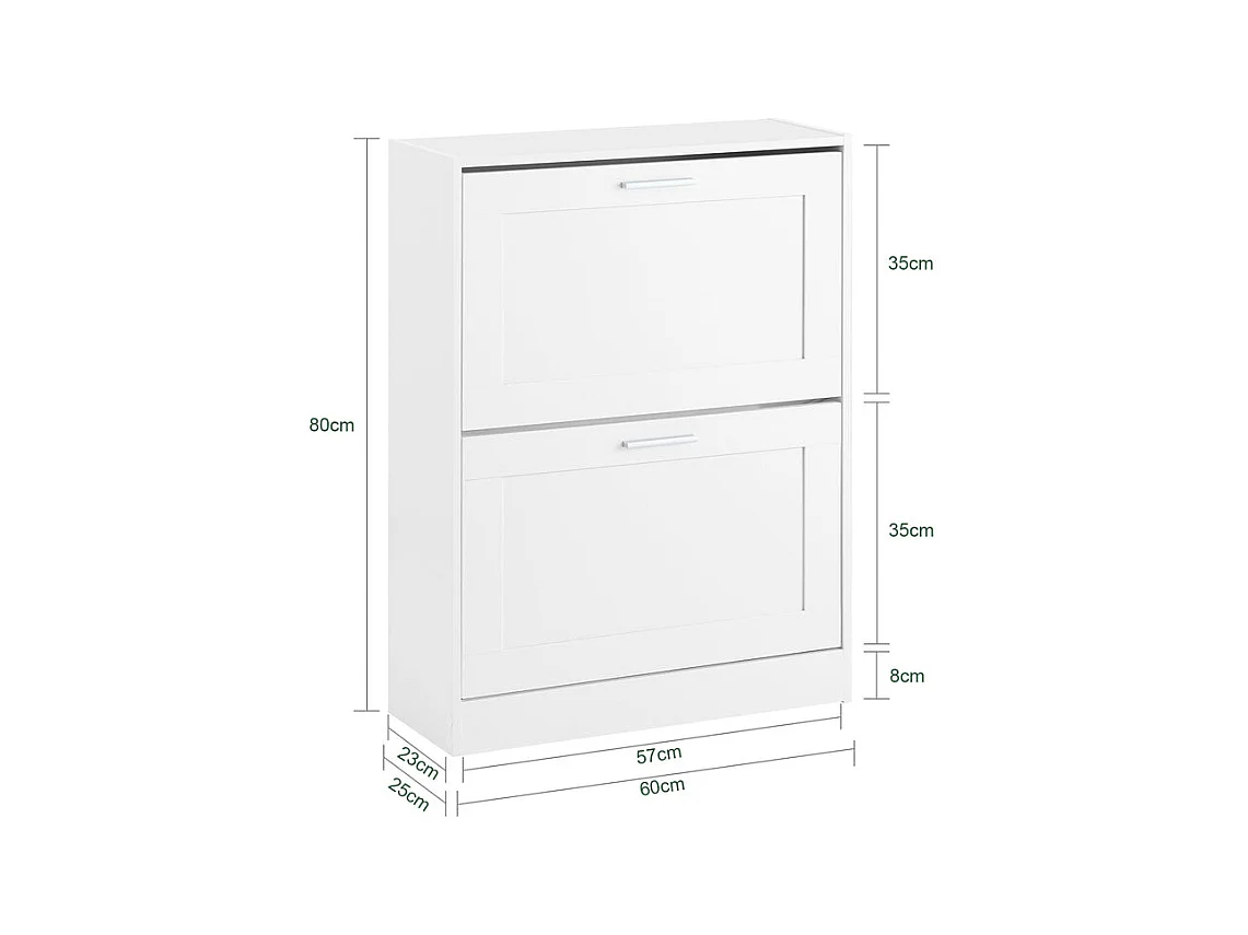 Nowoczesna szafka na buty z 2 skrzydłami, biała, 60x25x80cm, FSR137-W