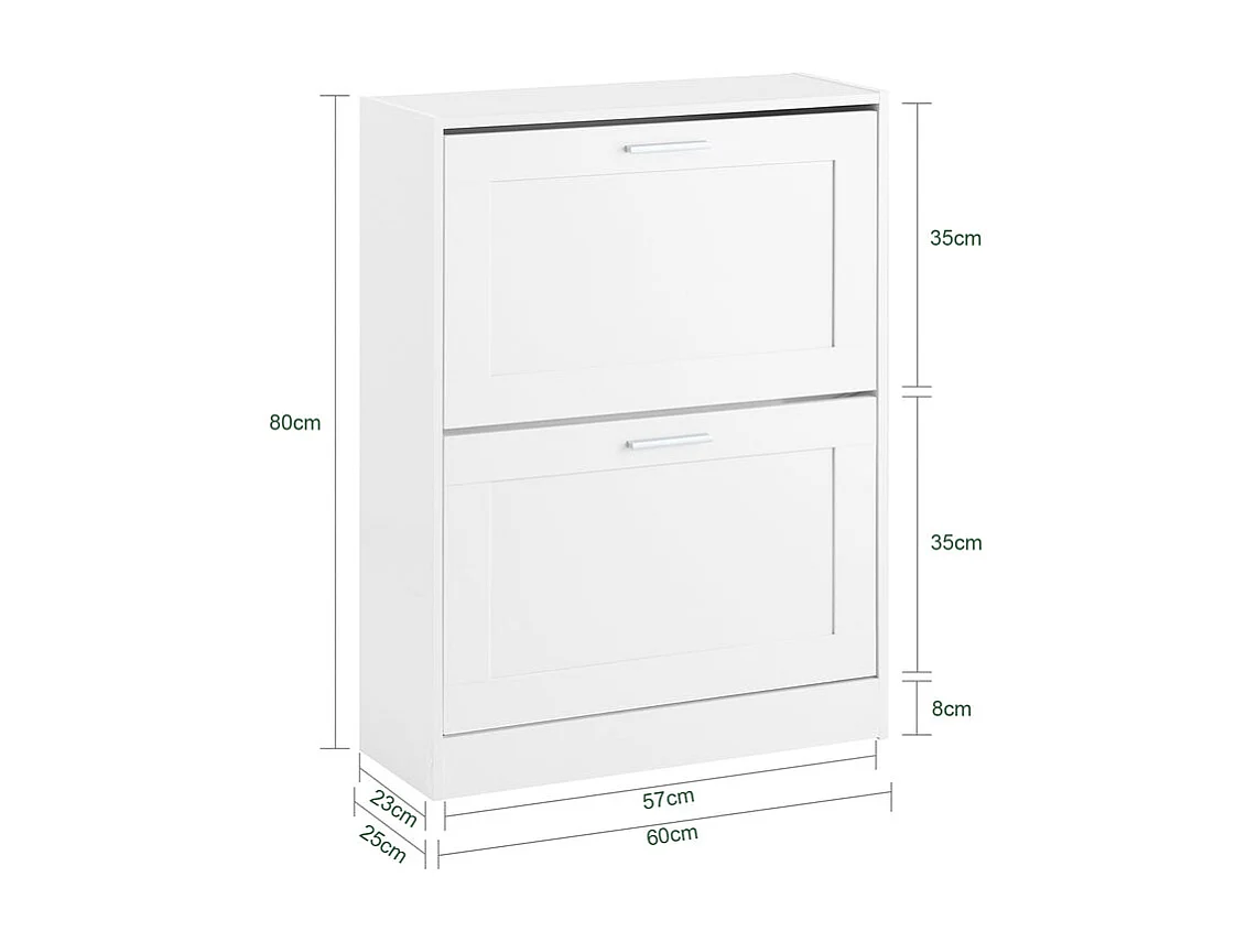SoBuy FSR137-W Zapatero estrecho con 2 Solapas  60 x 25 x 80 cm Blanco
