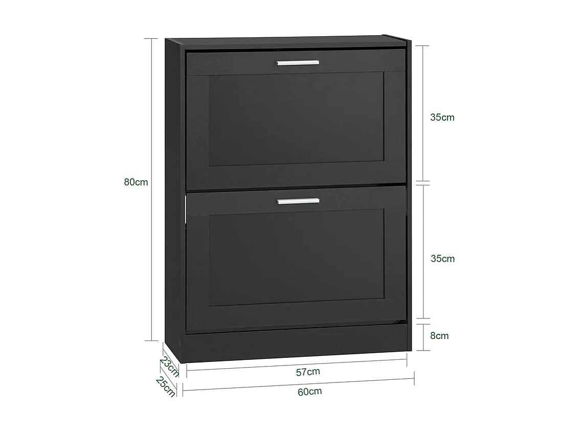 SoBuy Meuble à Chaussures avec 2 Abattants pour Entrée - L60xP25xH80 cm, Noir FSR137-SCH