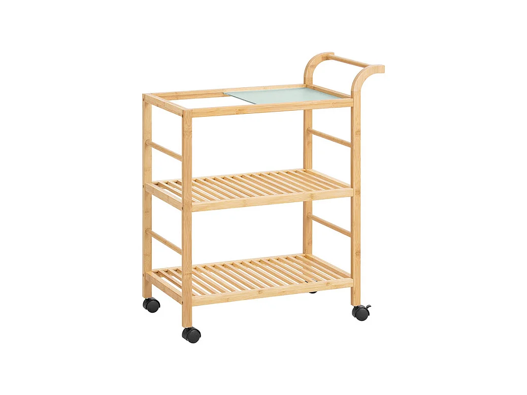SoBuy SVW24-N Chariot de Service à Roulettes, Desserte de Cuisine Roulante,  Étagère de Cuisine, Meuble de Rangement à 3 Niveaux avec Poignée, pour Cuisine, Salle à