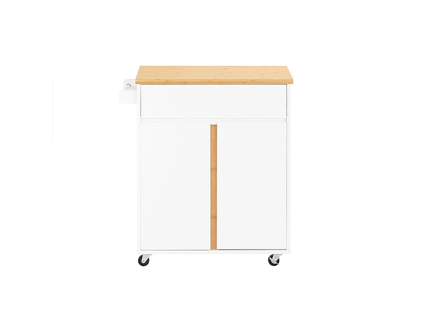 SoBuy FKW125-WN Desserte de Cuisine à roulettes îlot de Cuisine Chariot de Service avec 1 Tiroirs, 2 Portes, 4 étages à l'intérieur
