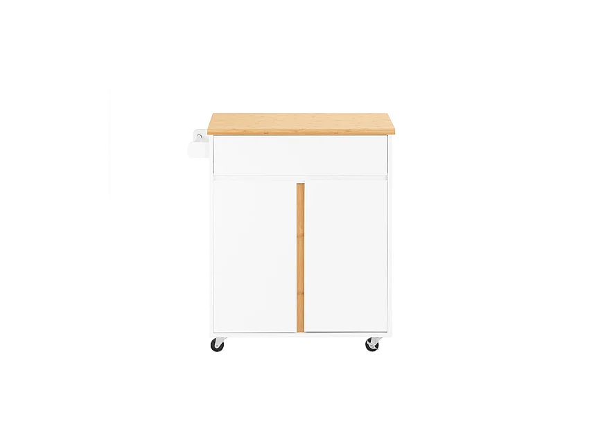 SoBuy FKW125-WN Desserte de Cuisine à roulettes îlot de Cuisine Chariot de Service avec 1 Tiroirs, 2 Portes, 4 étages à l'intérieur