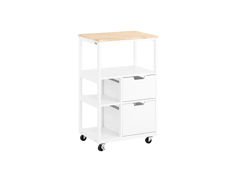 SoBuy FKW111-WN Desserte de Cuisine à roulettes îlot de Cuisine Chariot de Service Buffet avec 2 Tiroirs et 3 Etagères
