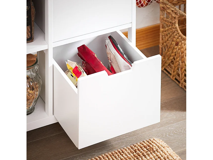 SoBuy FKW111-WN Desserte de Cuisine à roulettes îlot de Cuisine Chariot de Service Buffet avec 2 Tiroirs et 3 Etagères