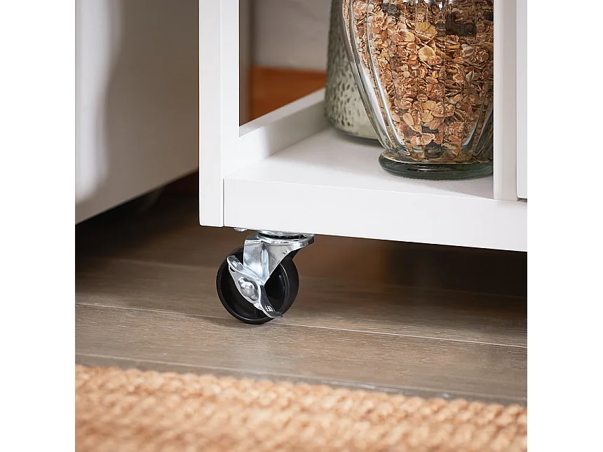 SoBuy FKW111-WN Desserte de Cuisine à roulettes îlot de Cuisine Chariot de Service Buffet avec 2 Tiroirs et 3 Etagères