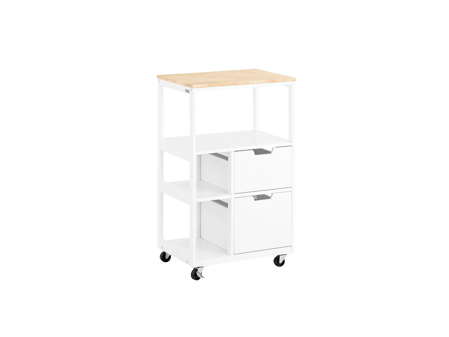 SoBuy FKW111-WN Desserte de Cuisine à roulettes îlot de Cuisine Chariot de Service Buffet avec 2 Tiroirs et 3 Etagères