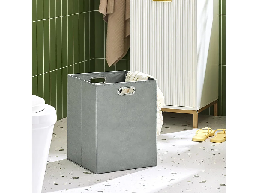SoBuy Armoire à linge, Meuble Bas de Salle de Bain avec 1 Tiroir et 1 Panier à Linge Amovible, Blanc - BZR180-W
