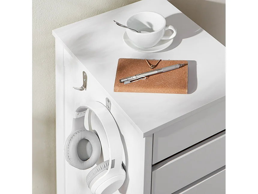 SoBuy FWT108-W Caisson de Bureau, Organiseur Bureau, Meuble de Rangement, Bout de Canapé, Table de Chevet, Armoire Rangement à 2 Tiroirs et 1 Porte, Blanc