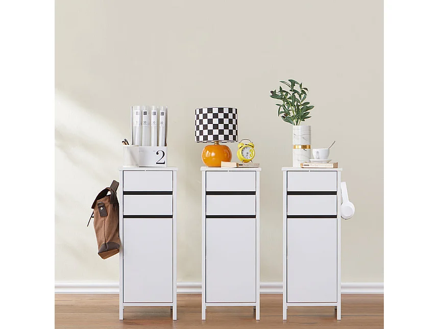 SoBuy FWT108-W Caisson de Bureau, Organiseur Bureau, Meuble de Rangement, Bout de Canapé, Table de Chevet, Armoire Rangement à 2 Tiroirs et 1 Porte, Blanc