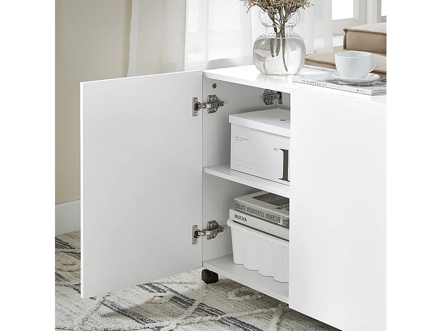 SoBuy Bout de Canapé Table de Chevet avec 1 Tiroir et 2 Portes, L31xP70xH60cm, Blanc FBT150-W