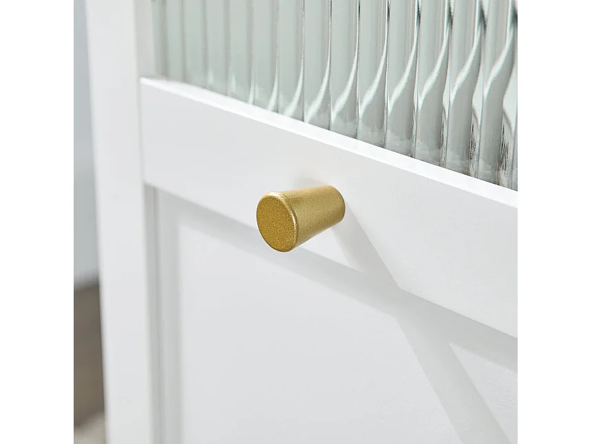 SoBuy Bout de Canapé Table de Chevet avec 1 Tiroir et 2 Portes, L31xP70xH60cm, Blanc FBT150-W