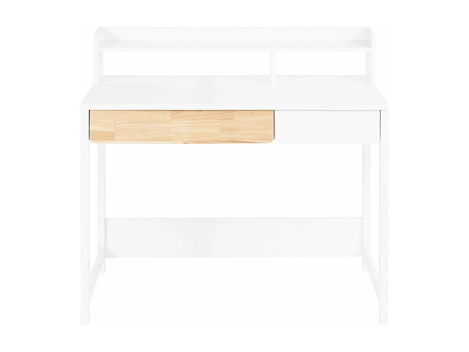 SoBuy Bureau Informatique, Bureau d'Ordinateur, Table d’Étude à Domicile avec 1 Étagère et 2 Tiroirs pour Bureau, Salon, Chambre FWT106-W