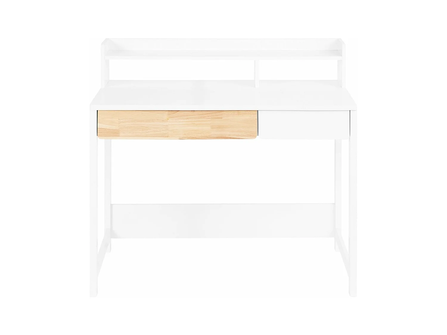 SoBuy Bureau Informatique, Bureau d'Ordinateur, Table d’Étude à Domicile avec 1 Étagère et 2 Tiroirs pour Bureau, Salon, Chambre FWT106-W