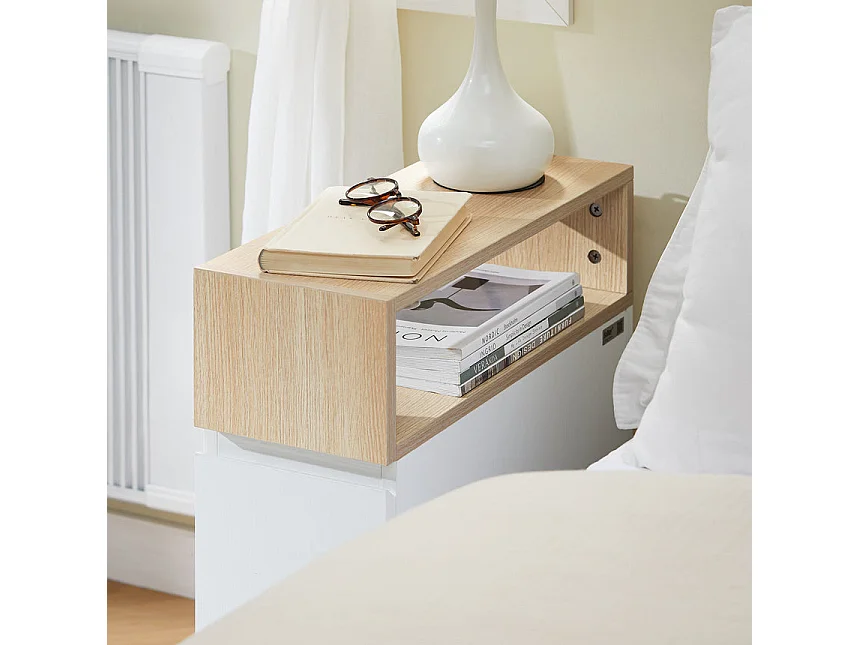 SoBuy FBT155-WN Mesa auxiliar con Ruedas Carrito con 2 cajones 50 x 20 x 61 cm