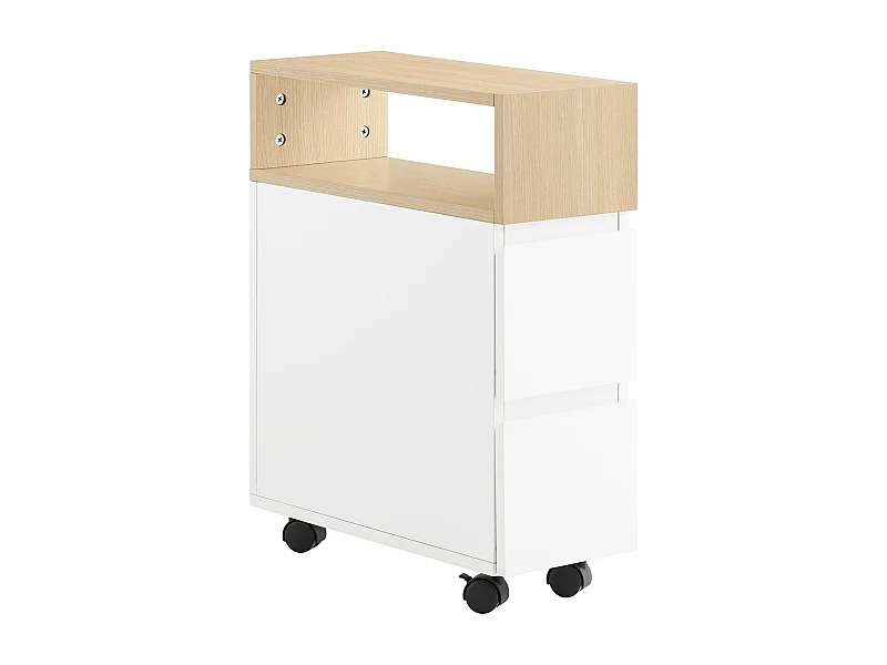 SoBuy FBT155-WN Mesa auxiliar con Ruedas Carrito con 2 cajones 50 x 20 x 61 cm