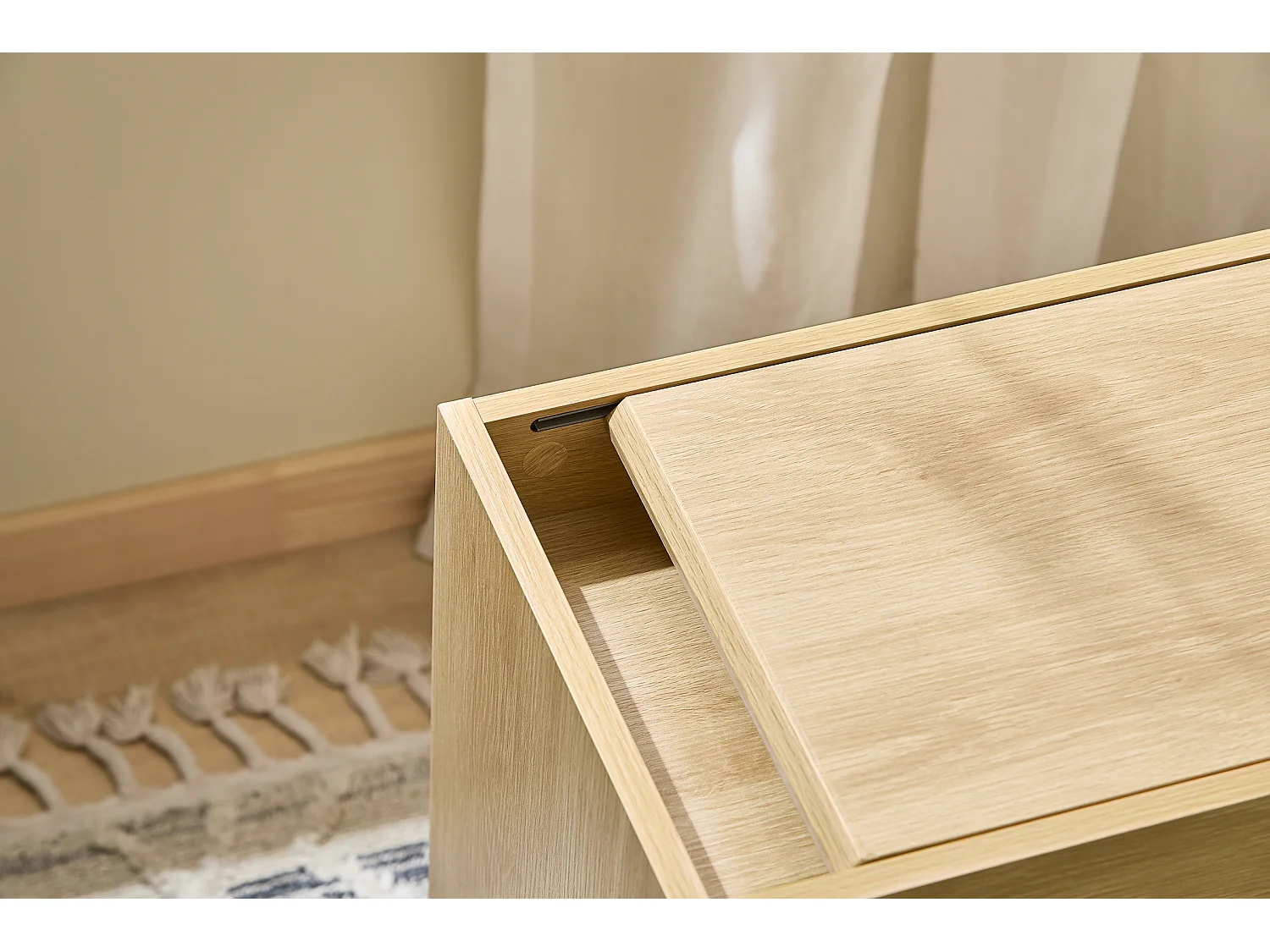 SoBuy FBT152-N - Table d'appoint à roulettes 2 portes coulissantes Naturel L30cm x L70cm x H60cm