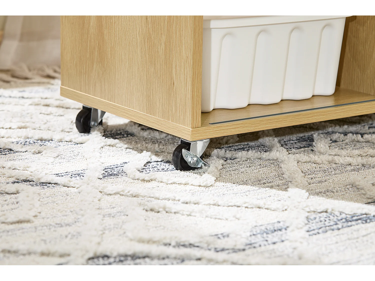 SoBuy FBT152-N - Table d'appoint à roulettes 2 portes coulissantes Naturel L30cm x L70cm x H60cm