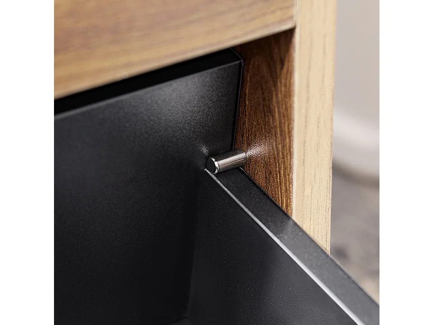 SoBuy FBT143-PF Bout de Canapé sur Roulettes Table de Chevet Table d'Appoint avec 1 Tiroir, 2 Compartiments Ouverts et 4 Portes