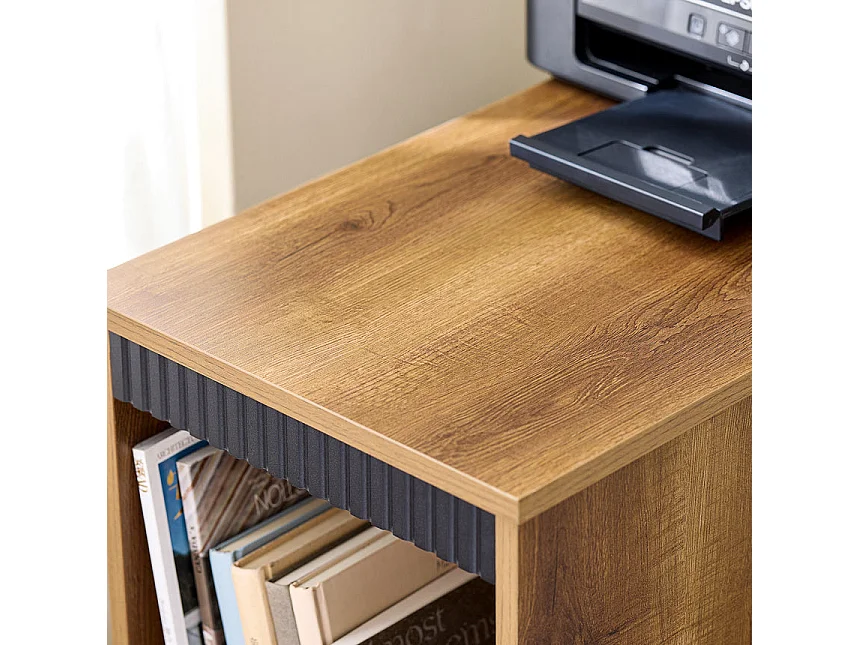 SoBuy FBT143-PF Bout de Canapé sur Roulettes Table de Chevet Table d'Appoint avec 1 Tiroir, 2 Compartiments Ouverts et 4 Portes