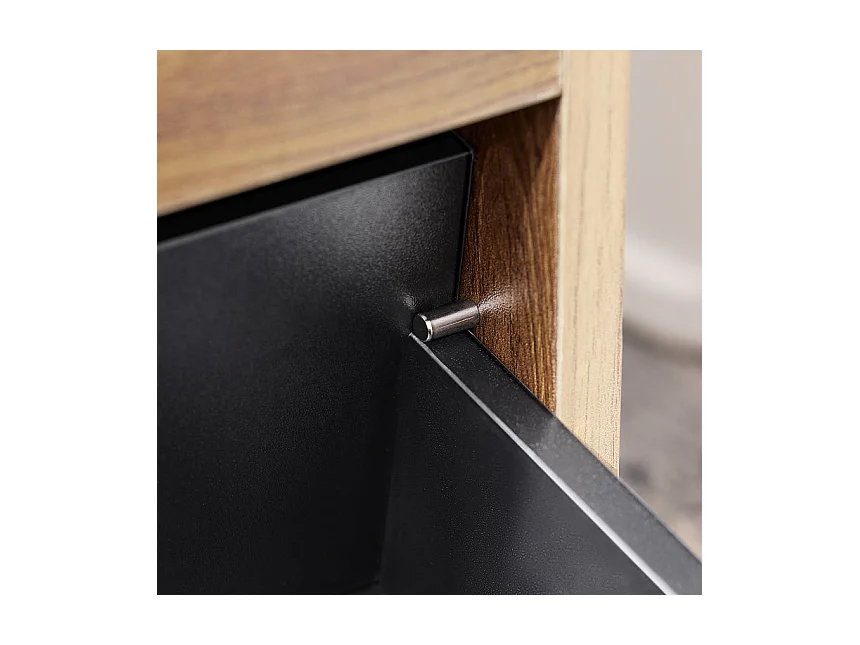 SoBuy FBT143-PF Bout de Canapé sur Roulettes Table de Chevet Table d'Appoint avec 1 Tiroir, 2 Compartiments Ouverts et 4 Portes