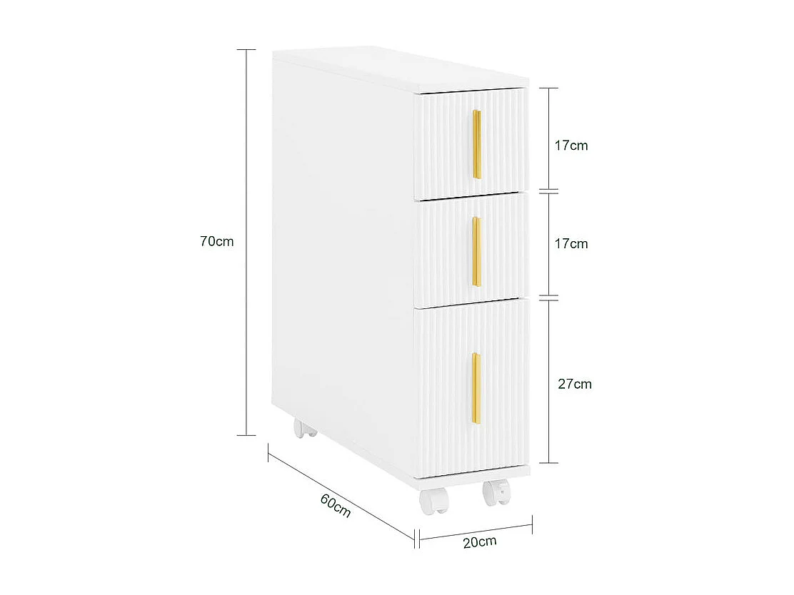 SoBuy BZR183-W Armoire Toilettes WC Support Papier Toilette Meuble de Salle de Bain, Armoire de Salle de Bain sur Roulettes, 1 Porte-Brosse à WC et 3 Tiroirs, Blanc