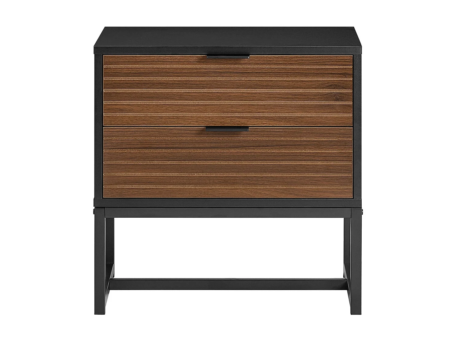 SoBuy FBT156-BR Bout de Canapé, Table de Chevet, Table de Nuit, Table d'Appoint avec 2 Tiroirs pour Salon, Chambre, Style Industriel, L50 x P40 x H50 cm, Noir-Marro