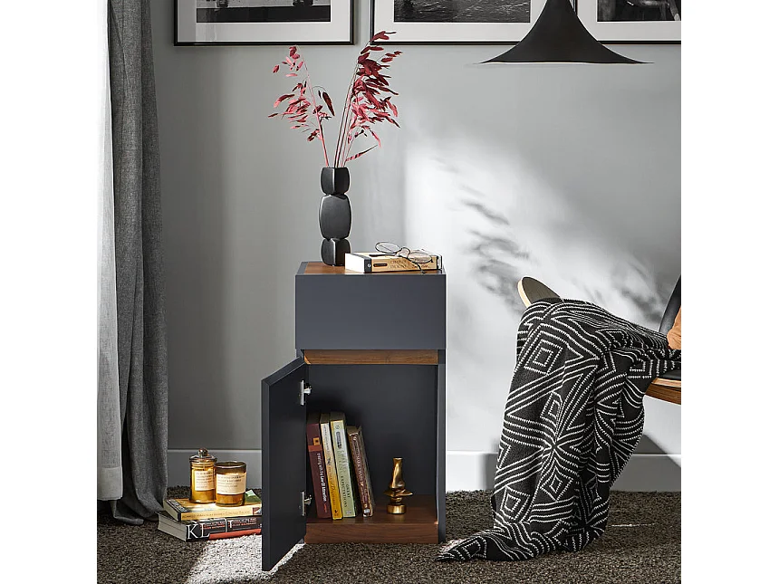 SoBuy FBT146-DG Nachtkastje, bankpunt, nachtkastje, bijzettafel, salontafel met 1 lade en 1 deur voor woonkamer, slaapkamer