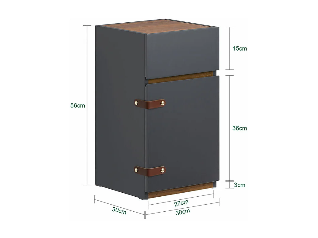 SoBuy FBT146-DG Nachtkastje, bankpunt, nachtkastje, bijzettafel, salontafel met 1 lade en 1 deur voor woonkamer, slaapkamer