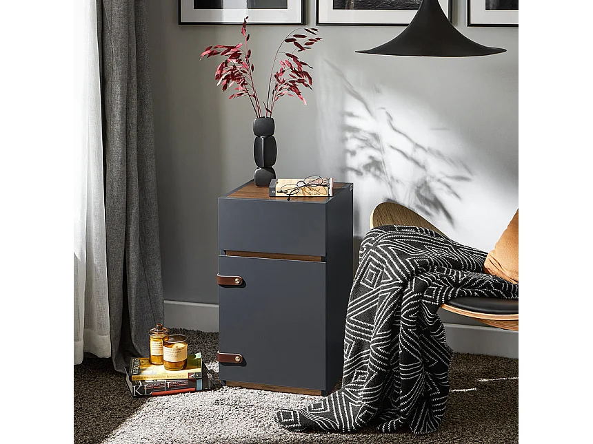 SoBuy FBT146-DG Nachtkastje, bankpunt, nachtkastje, bijzettafel, salontafel met 1 lade en 1 deur voor woonkamer, slaapkamer